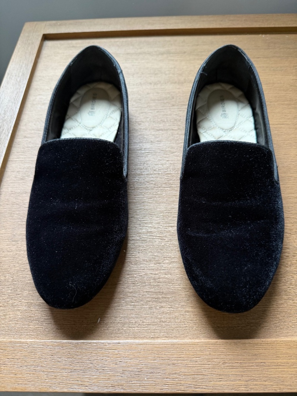 Birdies The Starling Black Velvet Smoking Slipper Loafers - Size 9